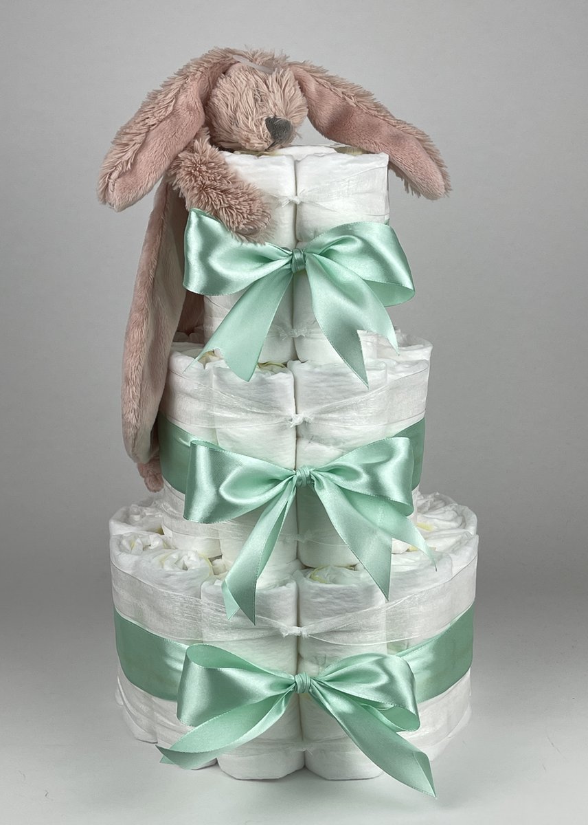 Goedkoopste Chouette-Chouette | Luiertaart Meisje | Kraamcadeau | Geboorte Meisje | Babyshower | Tuttle Konijn Richie Old Pink - Groen