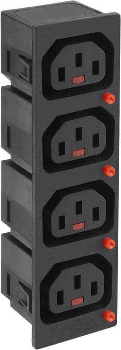 ACT C13 IEC Lock Net Entree (4x uitgang) - zwart, PA135015BK4 STF074