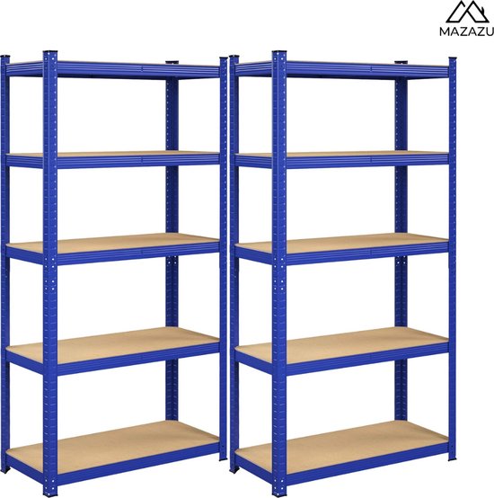 Steekverbinding Geen Schroeven Relaxdays Stellingkast Blauw – 150x75x30 Cm, Draaglast 875 Kg, 5 Etages, Steekmontage Garage Rek 150x75x30 Cm