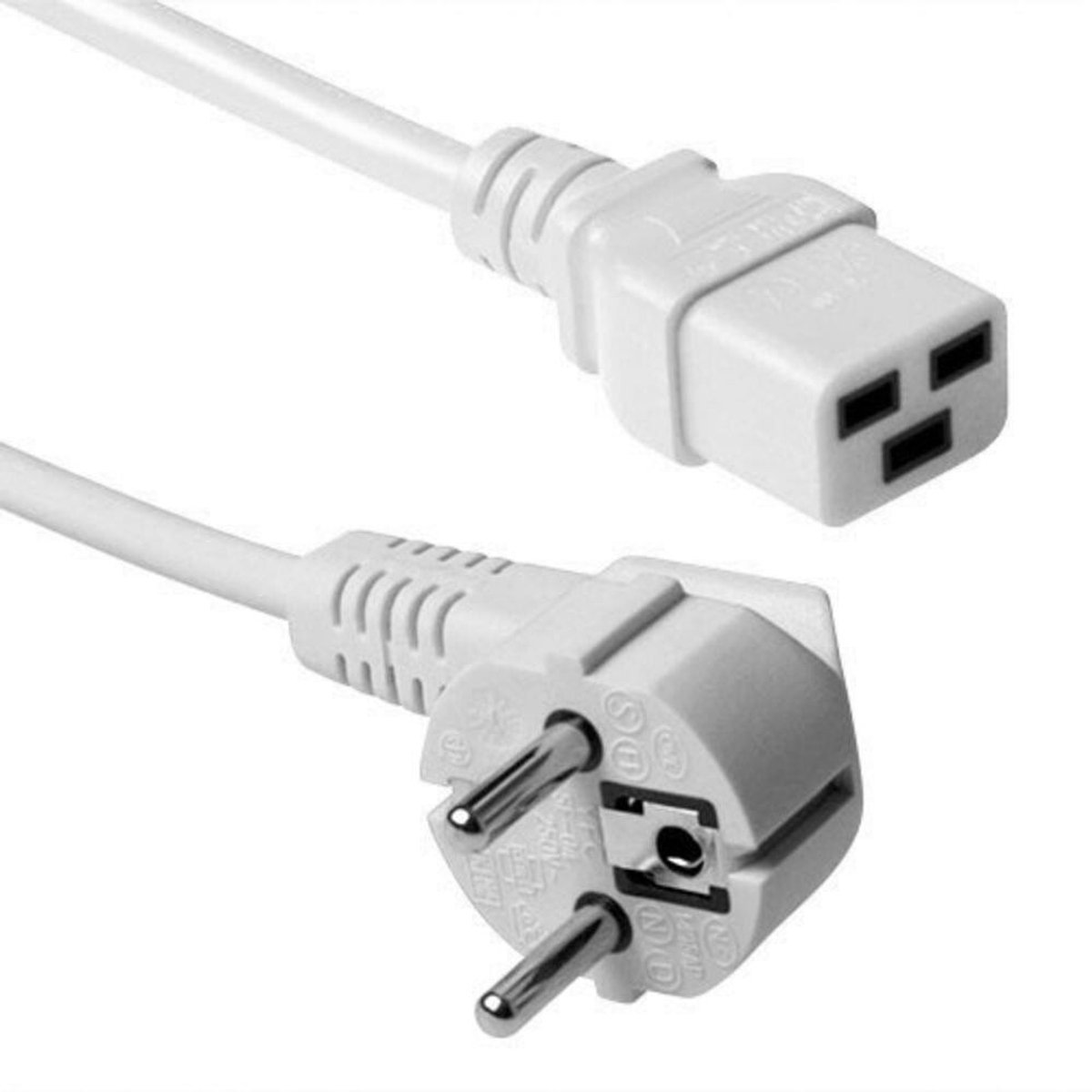 Image of ACT Netsnoer Schuko CEE 7/7 male (haaks) - C19 IEC 60320 wit 0,6 m AK5413