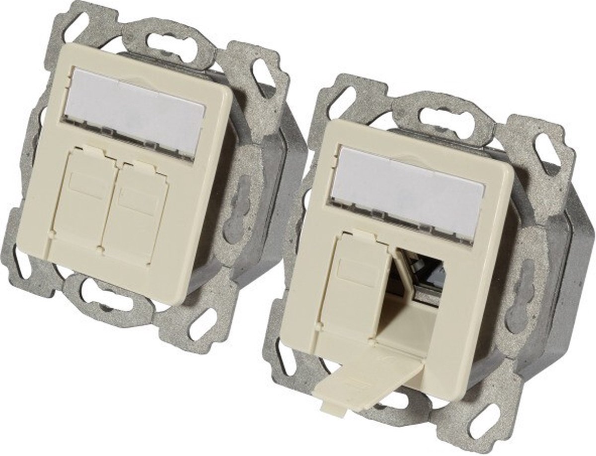 EFB Elektronik ET-25130.1V1 Netwerkdoos Inbouw (in muur) Inzet met centraalstuk CAT 6A 2 poorten Zuiver wit (RAL 9010)