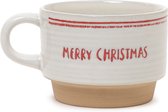 HOMLA Mug Molly style Noël Vaisselle de Noël mug style moderne, tendance et polyvalent capacité 280 ml en pierre de haute qualité couleur blanc 7,5 cm x 10 cm
