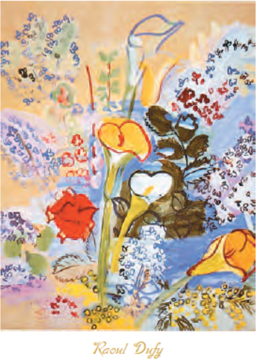 Catch Projecten Mini kunstposter - Raoul Dufy - Boeket aronskelken - 24x30 cm Multicolor