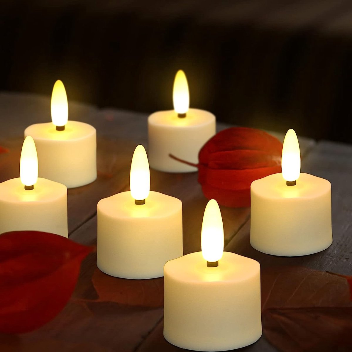 Echosari 12 Oplaadbare Theelichtjes – Met Timer En Afstandsbediening, Flikkerend Led, USB-laadstation 6 miniatura