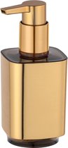 Distributeur de savon Auron Gold, distributeur de savon rechargeable pour savon liquide et lotion en plastique de haute qualité avec une surface brillante scintillante en or, 7 x 16,5 x 8 cm, capacité 300 ml
