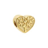 Lucardi Dames Zilveren goldplated bedel hart met levensboom - Hanger - 925 Zilver - Goudkleurig