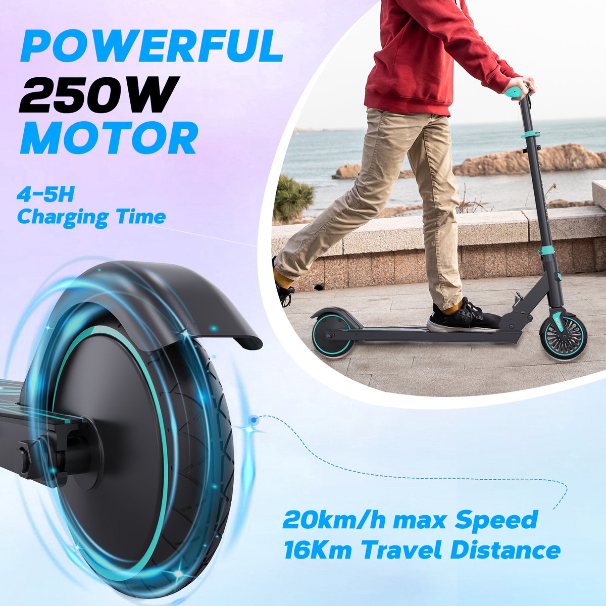 Afbeelding 2 van Elektrische Step Kinderen - Kinderstep Inklapbaar - 250W - Max 20km/u - 5.5" Wielen - Blauw