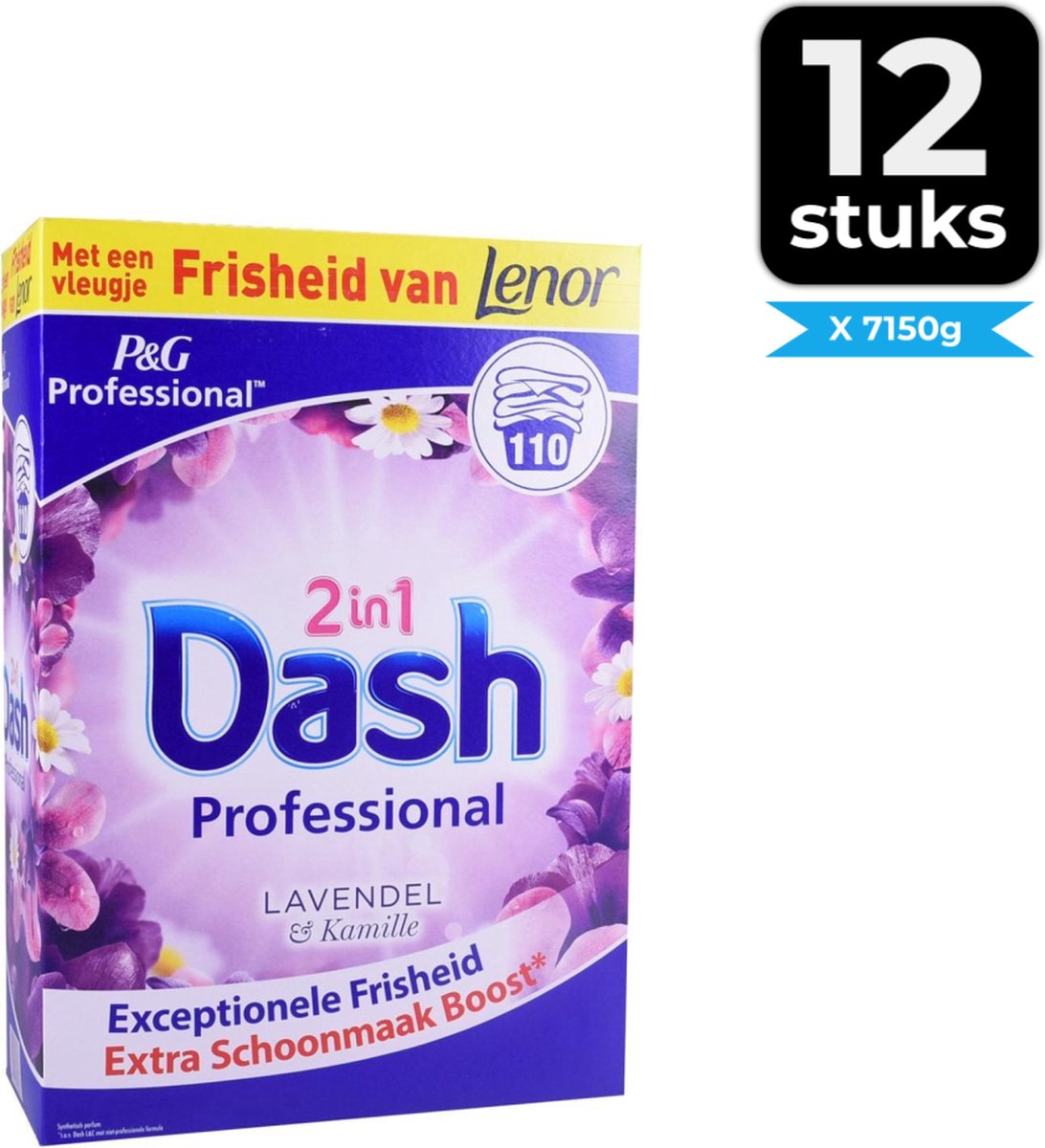 Dash 2in1 Waspoeder En Wasverzachter Lavendel en Kamille - 110 wasbeurten - Bloemig - Voordeelverpakking 12 stuks
