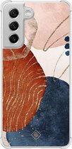 Casimoda® hoesje - Geschikt voor Samsung Galaxy S21 FE - Abstract Terracotta - Shockproof case - Extra sterk - Siliconen/TPU - Multi, Transparant
