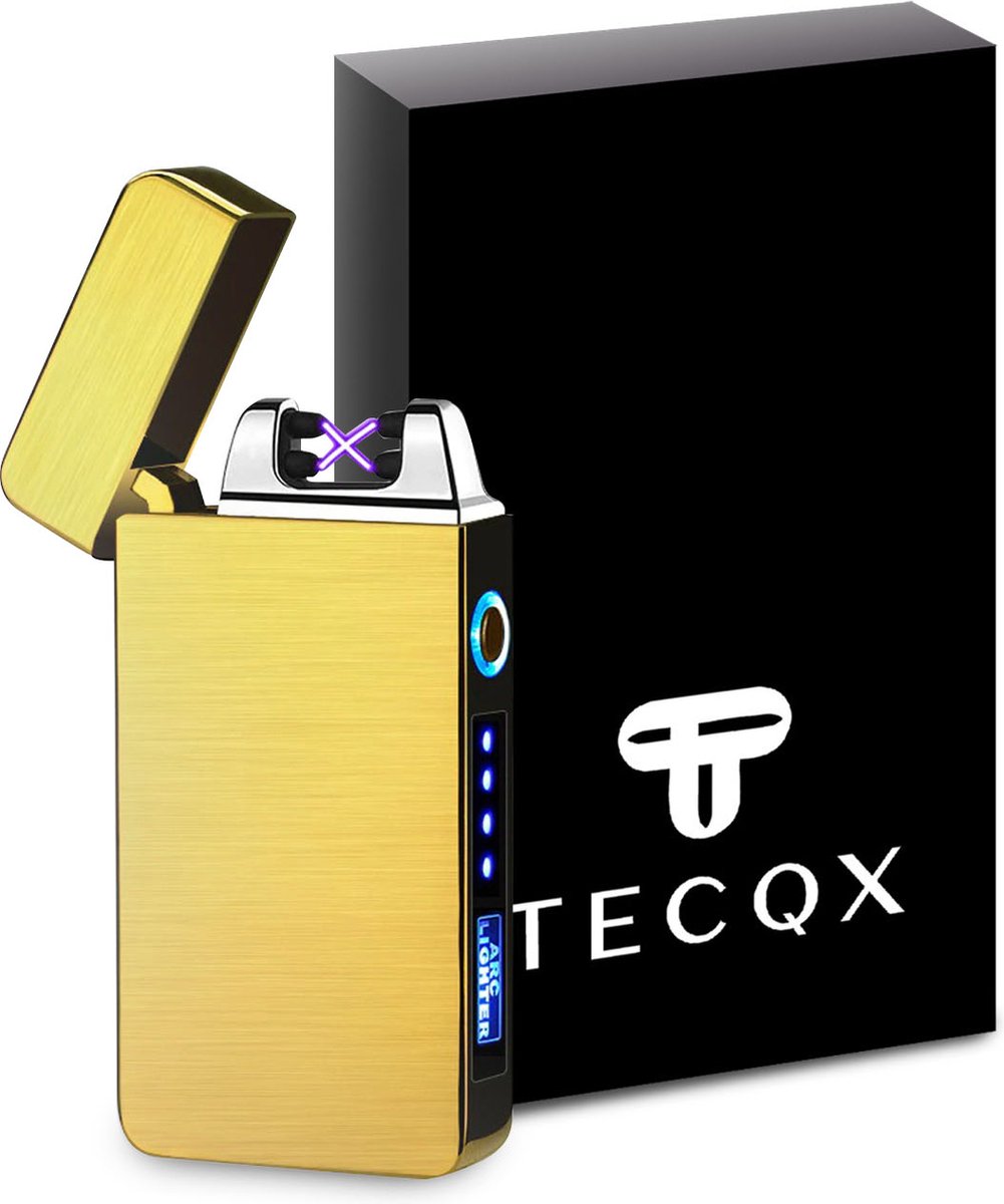 Goedkoopste TECQX Elektrische Plasma Aansteker - USB oplaadbaar - Storm Bestendig - Vuurwerk en sigaretten aansteker - BBQ en Kaarsen - Goud