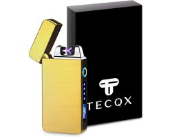 TECQX Elektrische Plasma Aansteker - USB oplaadbaar - Storm Bestendig - Vuurwerk en sigaretten aansteker - BBQ en Kaarsen - Goud