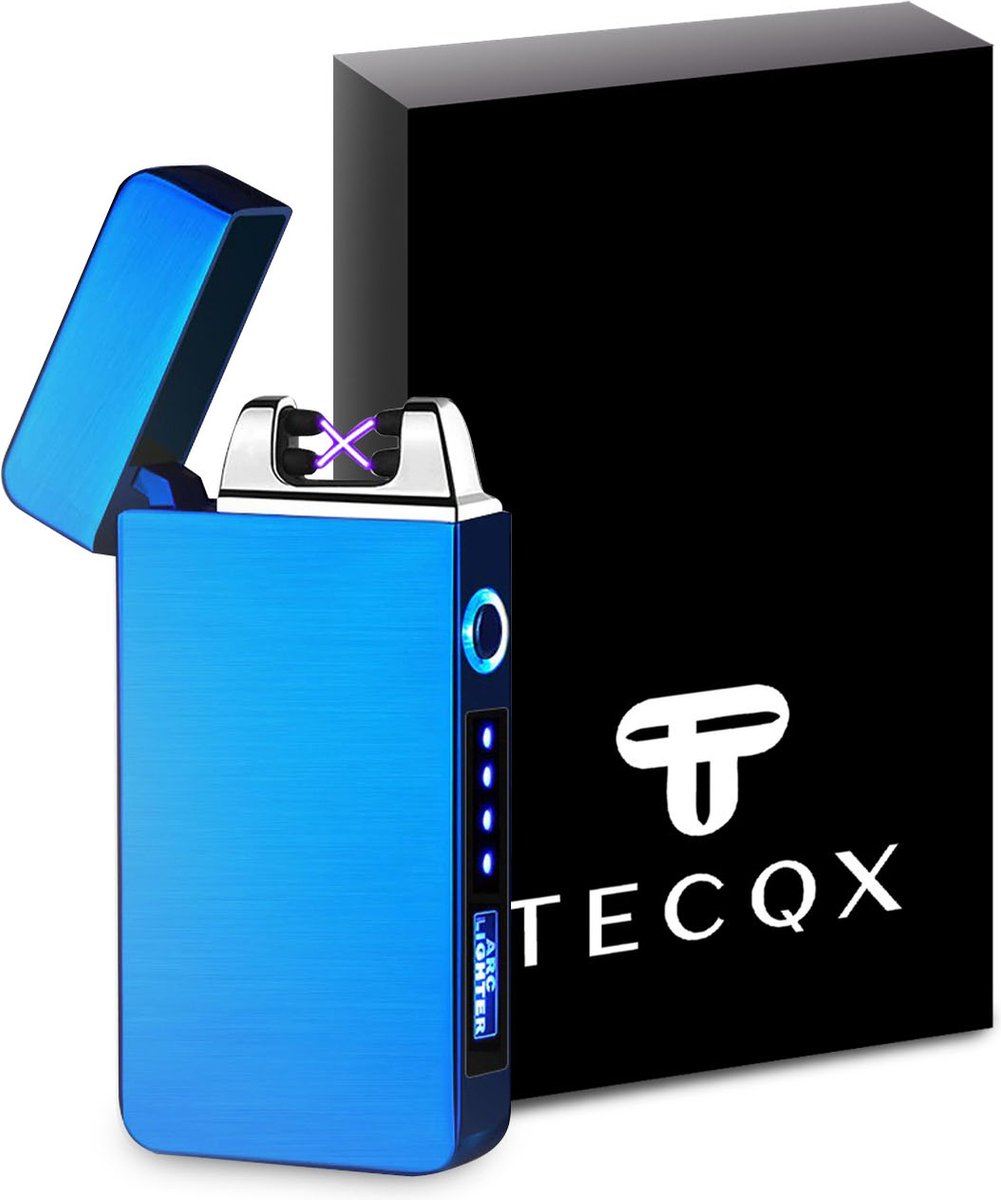 Goedkoopste TECQX Elektrische Plasma Aansteker - USB oplaadbaar - Storm Bestendig - Vuurwerk en sigaretten aansteker - BBQ en Kaarsen - Blauw
