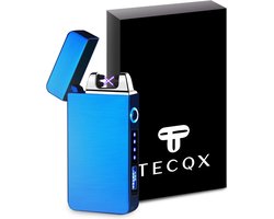 TECQX Elektrische Plasma Aansteker - USB oplaadbaar - Storm Bestendig - Vuurwerk en sigaretten aansteker - BBQ en Kaarsen - Blauw