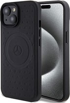 Mercedes-Benz Star Leather Back Cover (MagSafe Compatible) - Geschikt voor Apple iPhone 15 (6.1") - Zwart