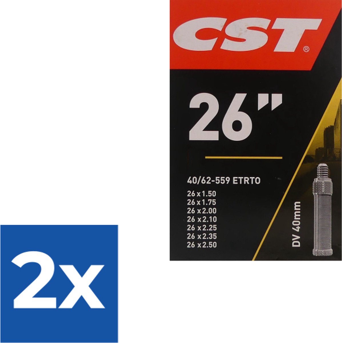 Cst Binnenband 26 X 1 1/4-1.75 (47/32-559/597) Dv 40 Mm - Voordeelverpakking 2 stuks