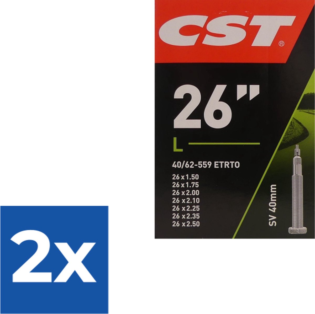 Cst Binnenband 26 X 1.50-2.50 (40/62-559) Sv 40 Mm - Voordeelverpakking 2 stuks