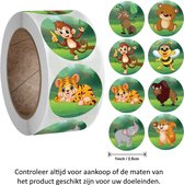 Rol met 500 Wilde Dieren stickers - 2.5 cm diameter - Wild Animals - Dierentuin - Zoo - Cartoon - Schattig - Krekel - Beer - Aap - Bij - Tijger - Buffel - Olifant - Eekhoorn - Decoratie - Versiering - Verjaardag