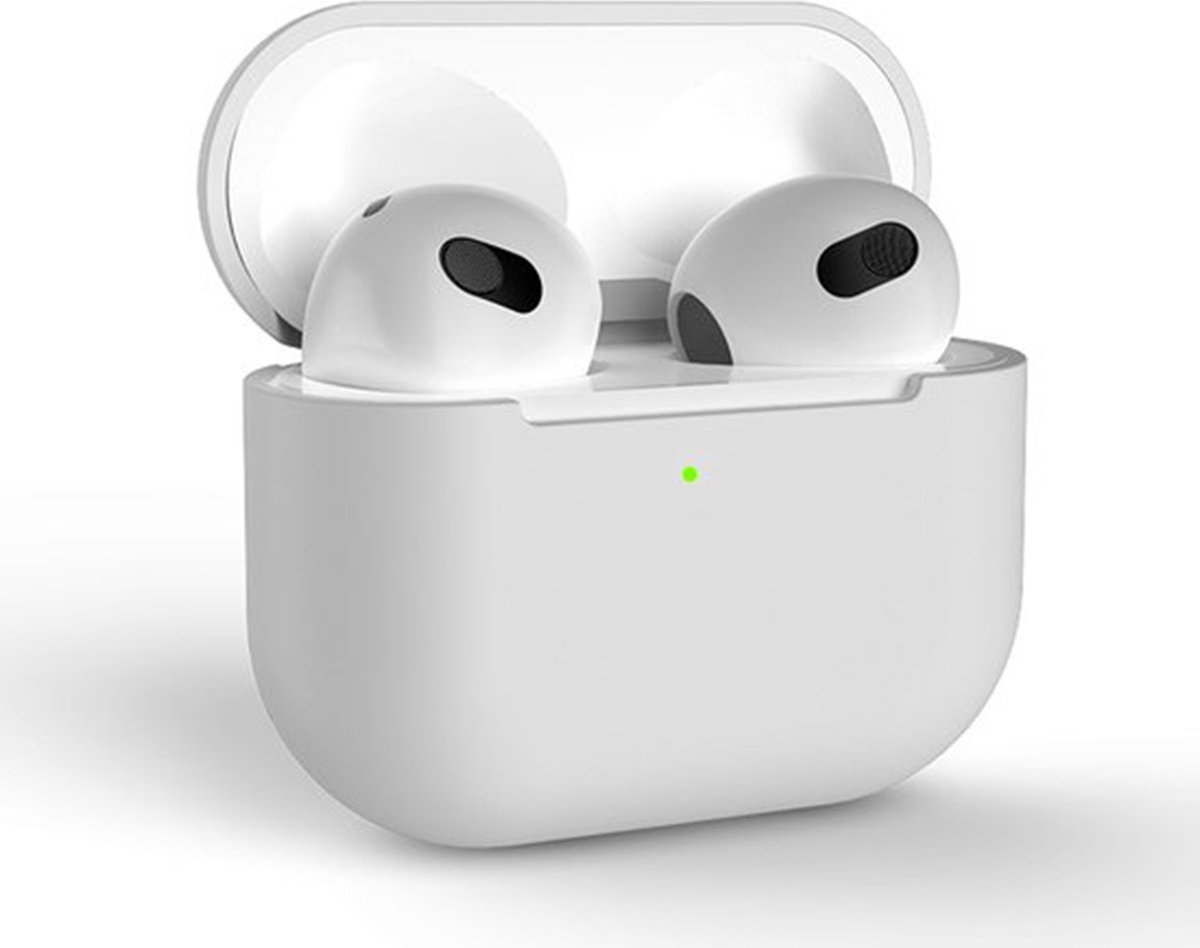 Hoesje in het Wit geschikt voor Apple AirPods 3 - TCH - Beschermhoes - Siliconen - Case - Soft case