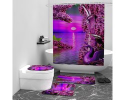 Floraweg Douchegordijn,Shower Curtain,badgordijn,badkamergordijn,Prachtig landschap in Wonderland,-topkwaliteit - digitale printen -Anti Schimmel - Inclusief 12 ringen -met 12 stuks douchegordijnhaken – Waterdicht -Wasbaar- Polyester - 180x200 cm