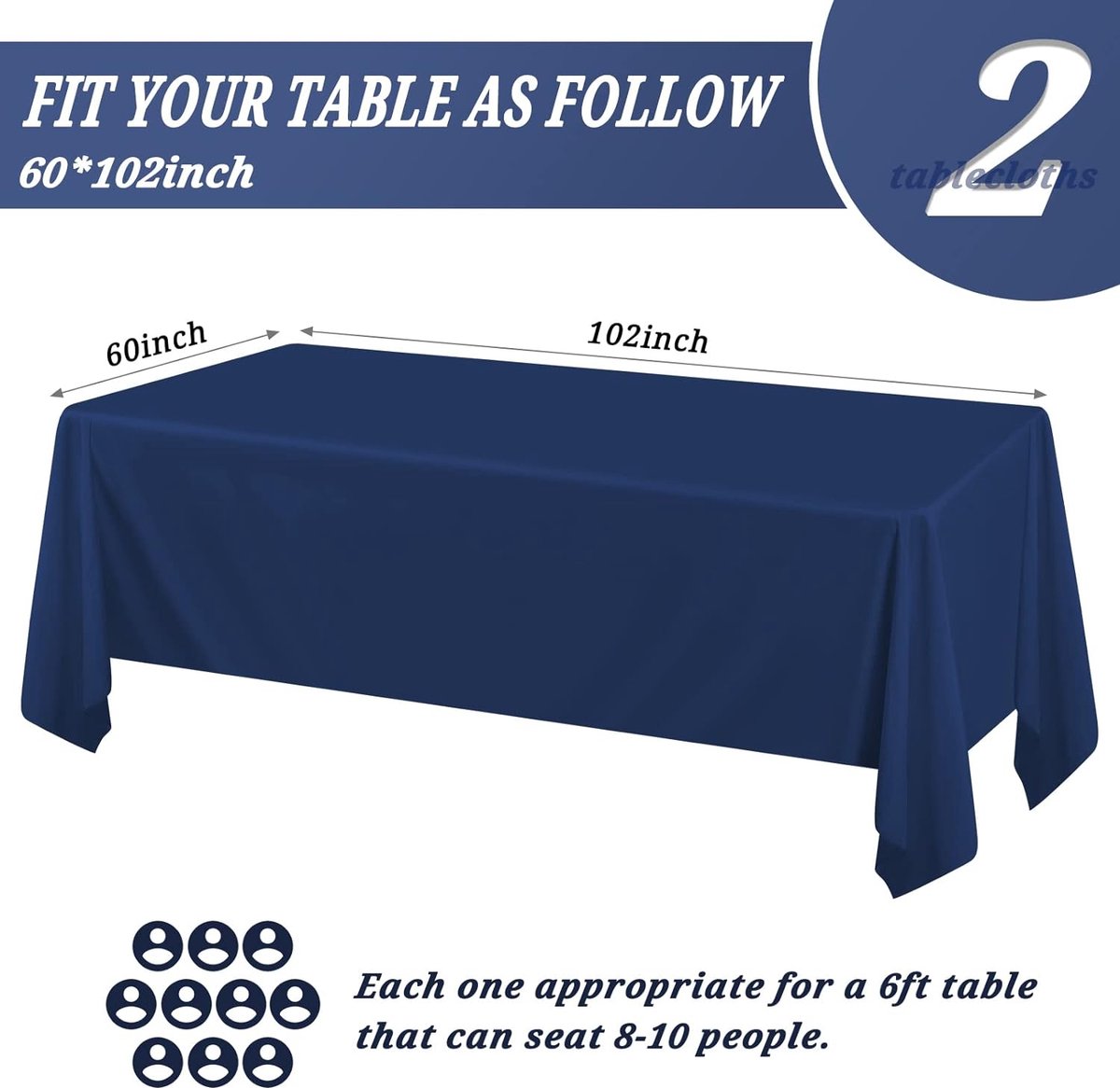 Lot De 12 Nappes Rondes Bleu Marine 228 Cm – Polyester 180 GSM, Élégantes & Lavables Pour Mariage, Banquet, Fête