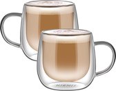 Dubbelwandige set glazen, koffiekop, drinkglazen voor espresso, thee, latte, cola, cappuccino, drankjes.