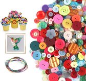 Pakket van 1200 kleurrijke knopen Plastic knutselknopen Kinderknopen Gemengde maten en kleuren Knutselharsknopen voor knutselen, naaien, kinderen, doe-het-zelf, schilderen, cadeauversiering.