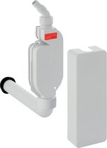 Geberit opbouwbuisreukafsluiter voor vaat of wasmachines PP met bevestigingsmateriaal voor montage tegen de muur en witte afdekplaatjes
