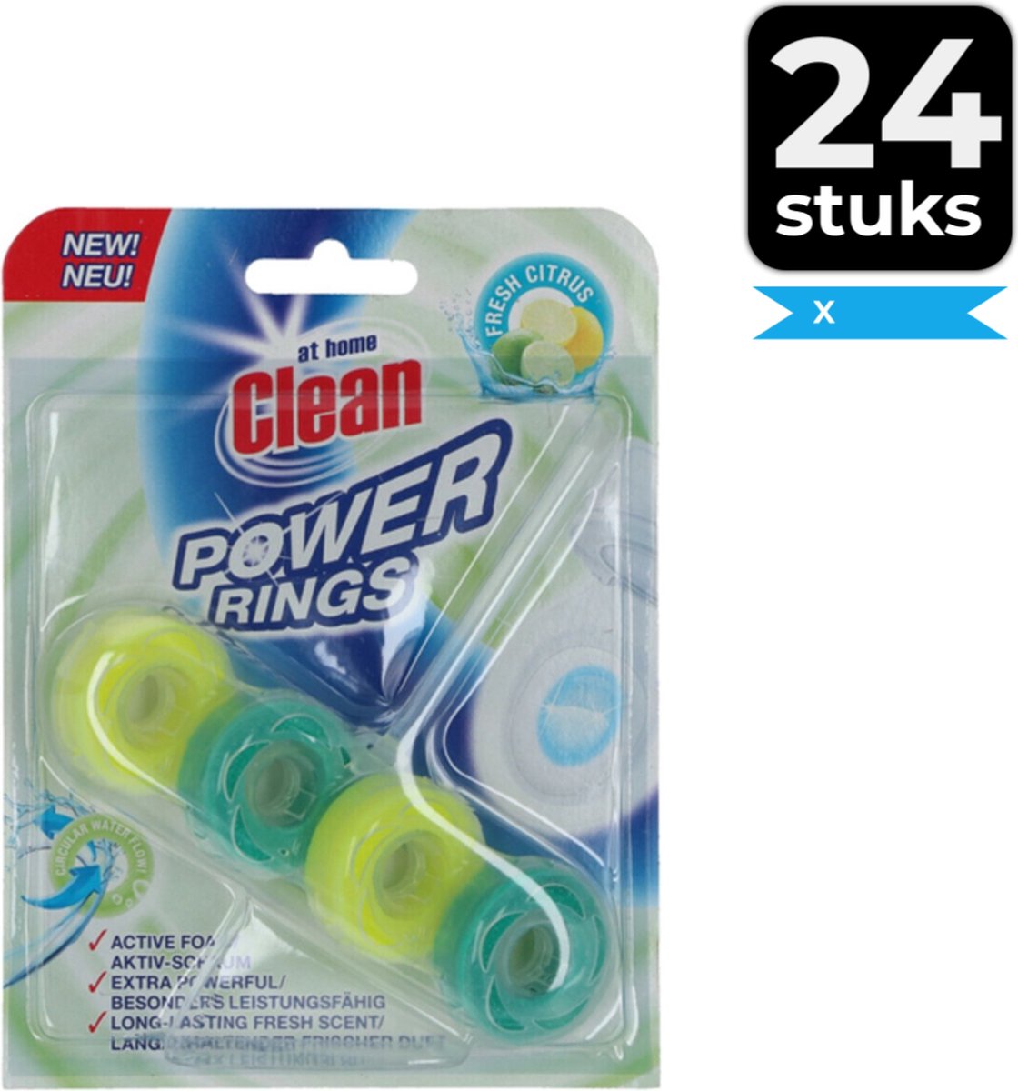 At Home Toiletblok Power Rings Fresh Citrus 40 gr - Voordeelverpakking 24 stuks