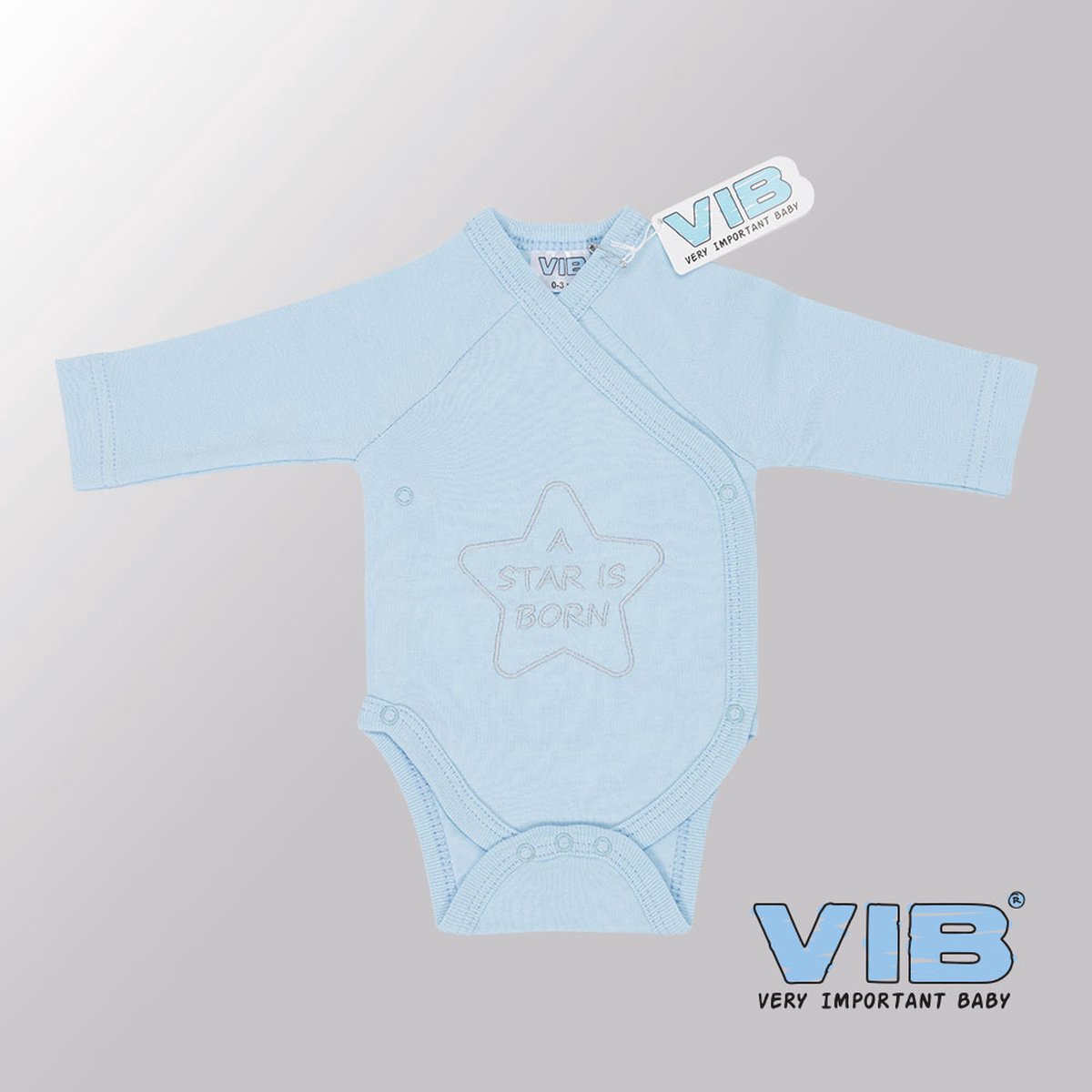 VIB® - Rompertje Luxe Katoen - A STAR is Born (Blauw) - Babykleertjes - Baby cadeau - VIB