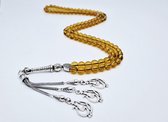 Tasbih 99 Kralen Natuursteen "Citrine" – Met tassel Metaal -Tasbeeh 8 mm diameter van de korrel - Model7- Een cadeau voor Moederdag en Vaderdag