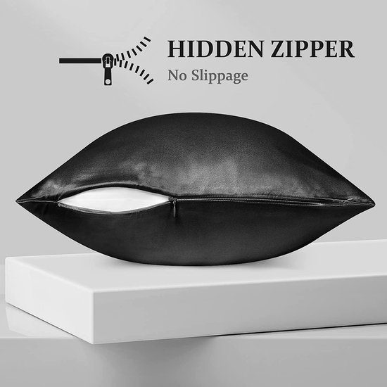 Afabs® Satijnen kussensloop zwart 60 x 70 cm hoofdkussen formaat - Satin pillow case black / Zijdezachte kussensloop van satijn (1 stuks) - Afabs