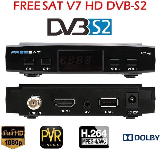 Freesat V7 HD 1080P DVB-S2 digitale TV BOX-ontvanger USB Wifi-ondersteuning & ccam / ncam - FREESAT