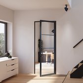 Complete glazen binnendeur - stalen draaideur - 90x202 met kozijn - helder - rechts - 4 vakken - met greep