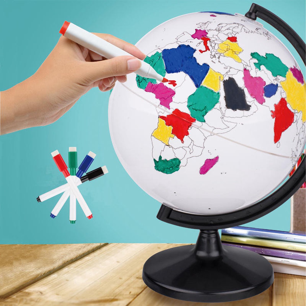 Edu Toys - Wereldbol - Draaibaar - Zelf in te Kleuren | (B)engels groeien