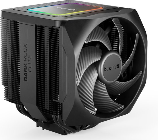be quiet! Dark Rock Elite - Koeler voor processor - 2000 omw/min. - 11 - 25.8 dBA - 4-pins PMW - voor Intel LGA: 1700, 1200, 115x - AMD AM5, AM4 - ARGB - zwart