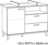 Commode Finn Eiken - Breedte 120 cm - Hoogte 89 cm - Diepte 48 cm - Met lades - Met planken - Met openslaande deuren