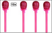 12x Microphone chantant rose pailleté avec fourrure - Pride musique microphones party à thème anniversaire amusant drôle et faux
