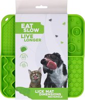 Eat Slow Live Longer Likmat – 21 x 21 cm – Vierkant – Snuffelmat – Anti-schrok Mat – Slowfeeder – Afleiding – Honden en Katten - 100% Siliconen – Vaatwasserbestendig – Groen