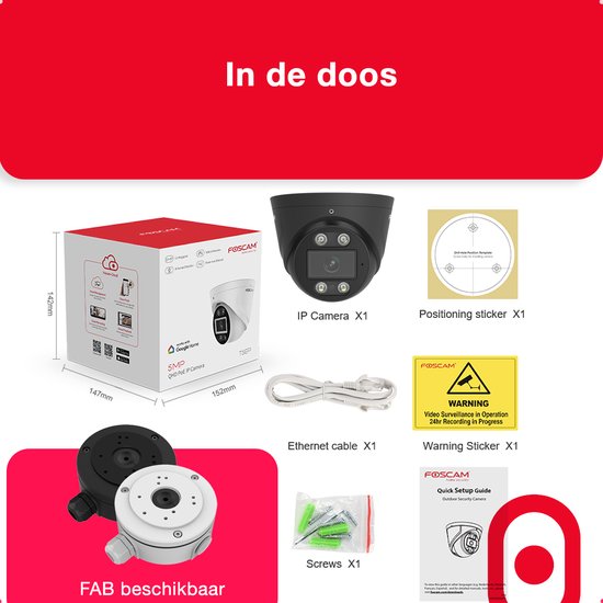 Foscam T5EP IP Camera - 3K QHD- PoE - IP turret camera - Nachtzicht - Geluid en lichtalarm - Zwart van Foscam — afbeelding 3