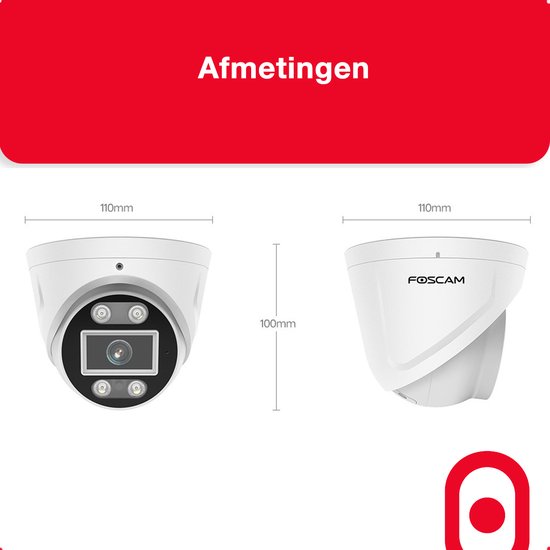 Foscam PoE 5 MP Outdoor IP Dome Camera with Luminous Spotlights and Siren T5EP, Black