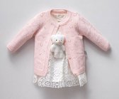 Baby jurk - Meisjes kleding - 2 delig - rose /wit van kleur - maat:62 - teddy bear