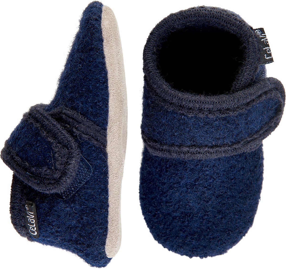 Celavi kinder- en babyschoenen Baby Wool Slippers donkerblauw