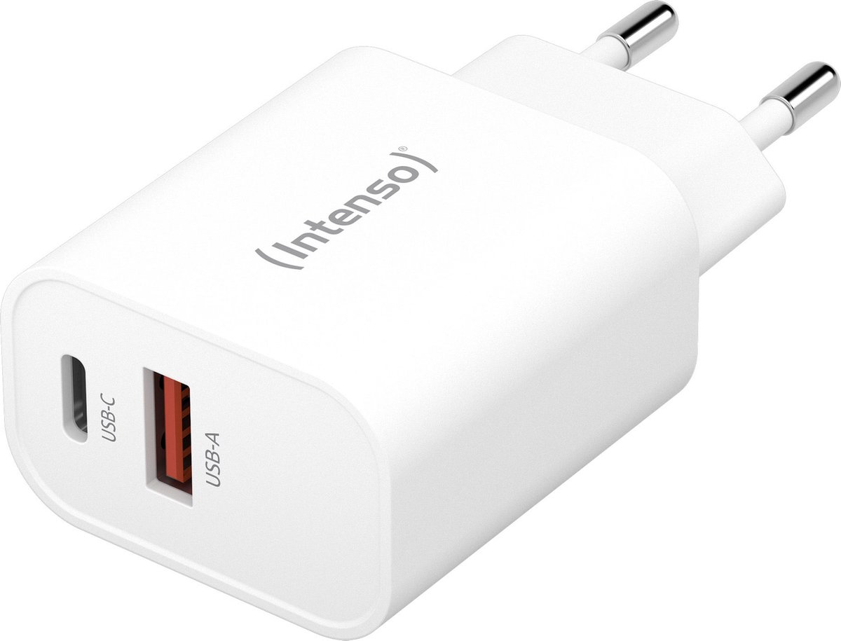 (Intenso) W30AC 30W USB-A en USB-C lichtnetadapter - 1x USB-C - 1x USB-A - wit (7803012)