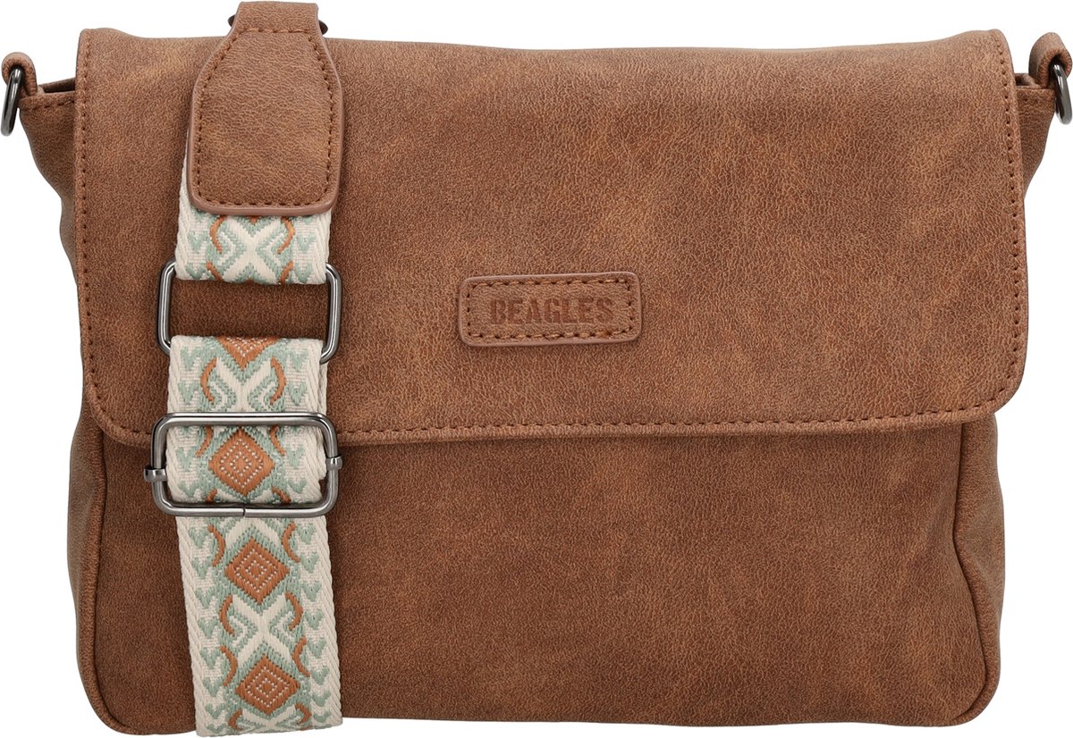 Beagles Malaga Crossbody Schoudertas met Trendy Schouderband - Bruin.