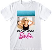 T-Shirt met Korte Mouwen Barbie Vacay Mode Wit Uniseks - S