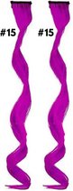 2 x Clip in Hairextension 45cm - Fuchsia Paars - #15 - nephaar - Hair extension | haar extensie- carnaval haar - gekleurde extensions - extensions met clip