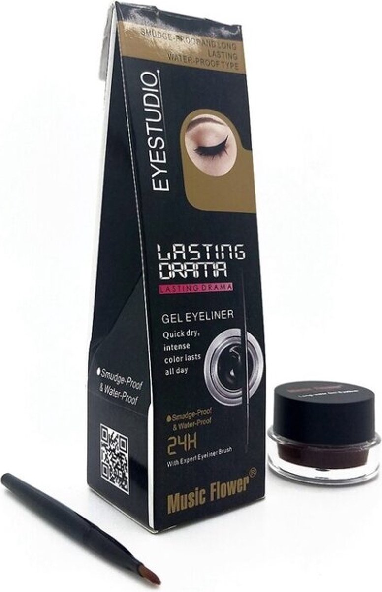 Gel Eyeliner - Music Flower - Met Eyeliner - Borsteltje - Waterdicht