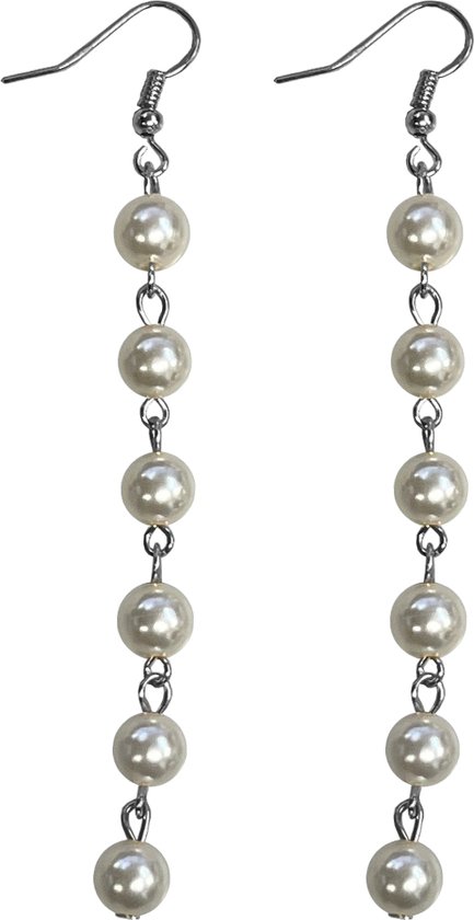 Fako Bijoux® - Parel Oorbellen - String Of Pearls - 8mm - Zilverkleurig
