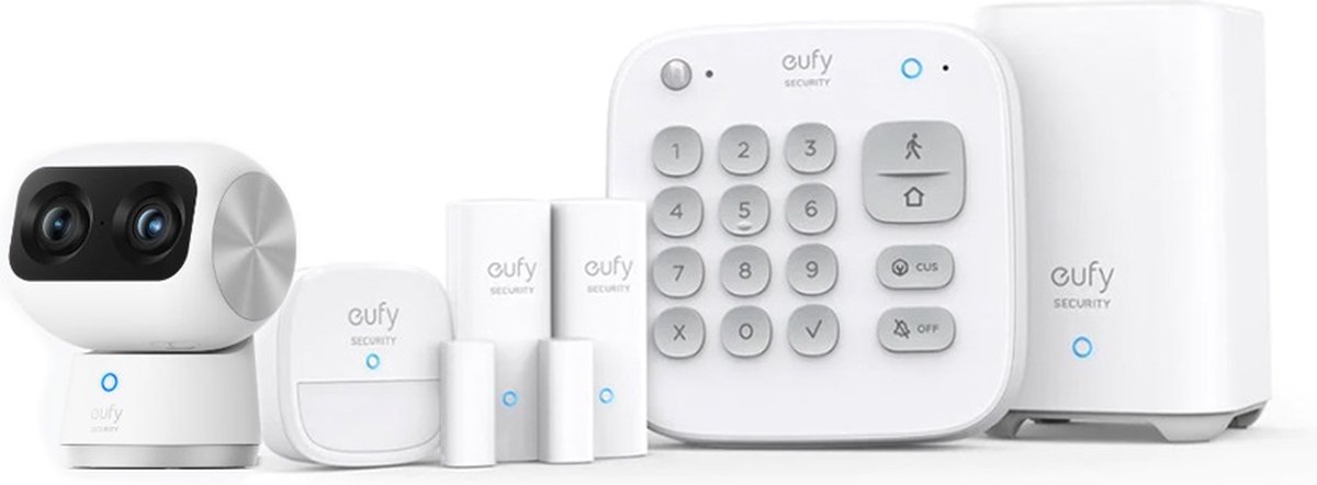 eufy Security - 6-Piece Alarm Kit - Wit,Beveiligingssysteem - Keypad - Bewegingssensor - 2 Raam-/deursensors + eufycam 4k pan&tilt camera