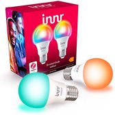 Innr Smart Lamp E27 Color - E27 Led Lamp, werkt met Philips Hue* - Slimme Verlichting met 16 Miljoen Kleuren en alle Wittinten - Zigbee Lamp - 2-Pack